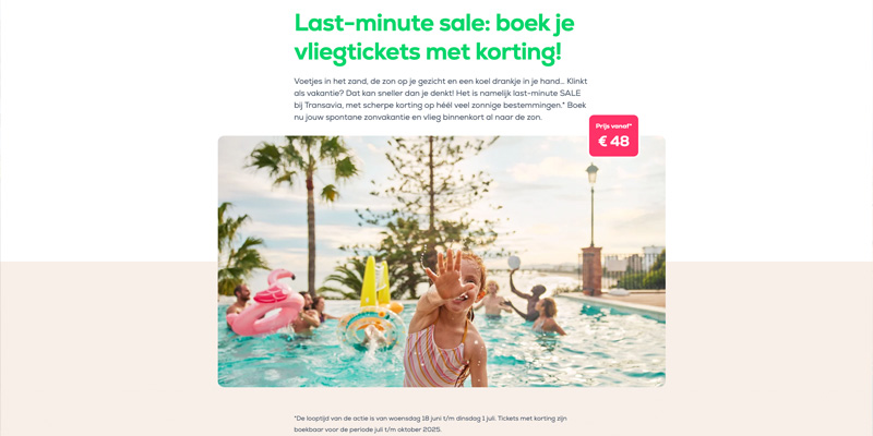 Transavia last minute tickets v.a. €52